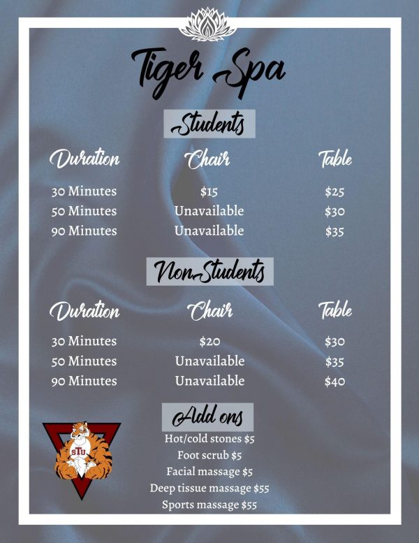 Tiger Spa Menu